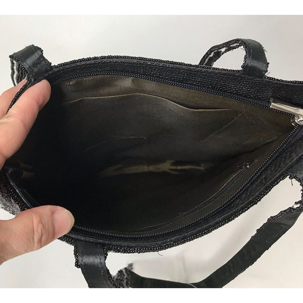 VNTG Gevarno Black Silver Purse Handbag Tote with Handle - New with tag - Beaded - Picture 6 of 11
